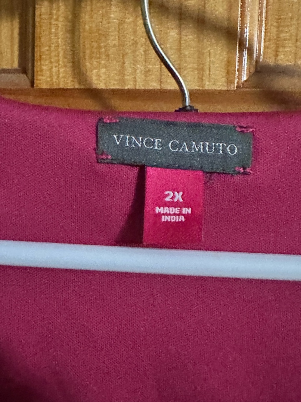 Vince Camuto Hot Pink Swiss Dot V-Neck Blouse - Picture 2 of 5
